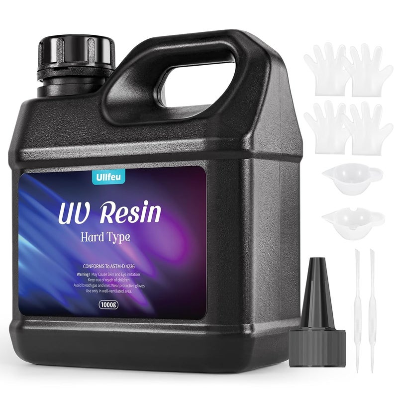 ULLFEU UV Resin Kit 1000g Bulk No Odor Upgrade Clear UV Epoxy Resin Hard Fast Cure Resin Kit Jewelry Making Handmade DIY Craft Decoration Coating - Image 1